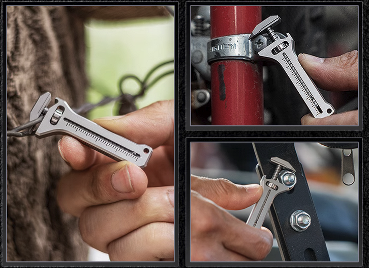 TiSpanner 2.0 Compact Titanium Multitool – Adjustable Wrench, Nail Puller, Caliper, Tungsten Window Breaker, Phone Stand & Bottle Opener – Premium EDC Keychain Tool (Titanium/Stainless Steel)