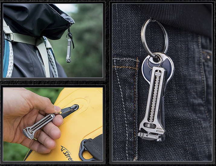 TiSpanner 2.0 Compact Titanium Multitool – Adjustable Wrench, Nail Puller, Caliper, Tungsten Window Breaker, Phone Stand & Bottle Opener – Premium EDC Keychain Tool (Titanium/Stainless Steel)