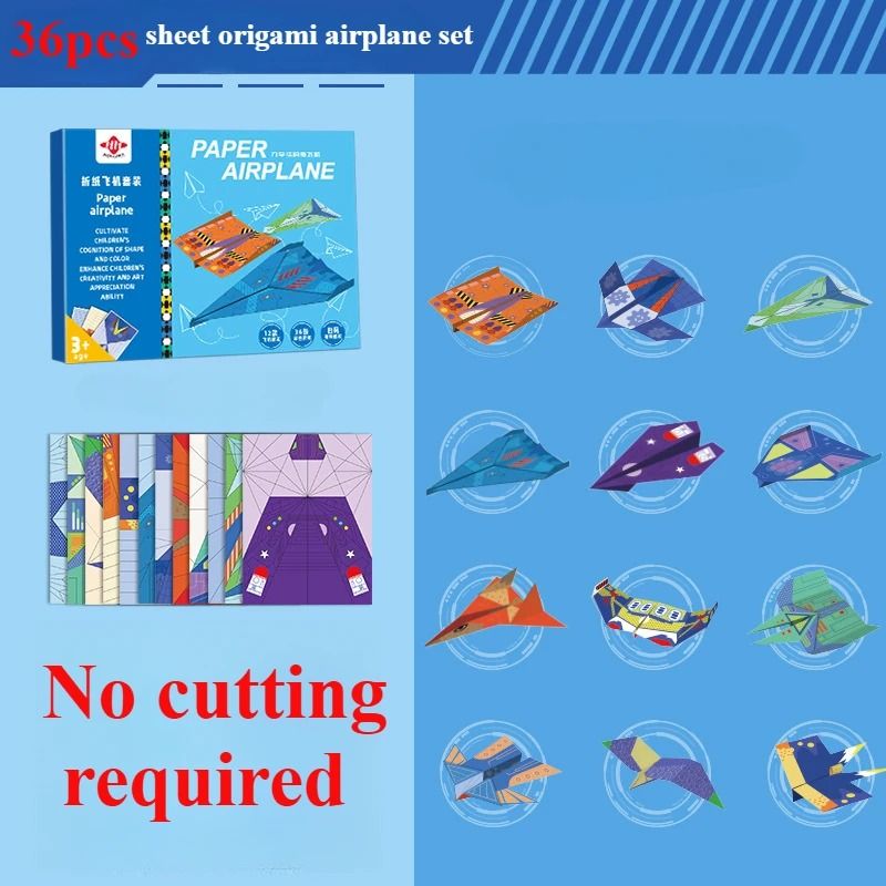 Origami Paper Airplane Set 36 Sheets 12 Models