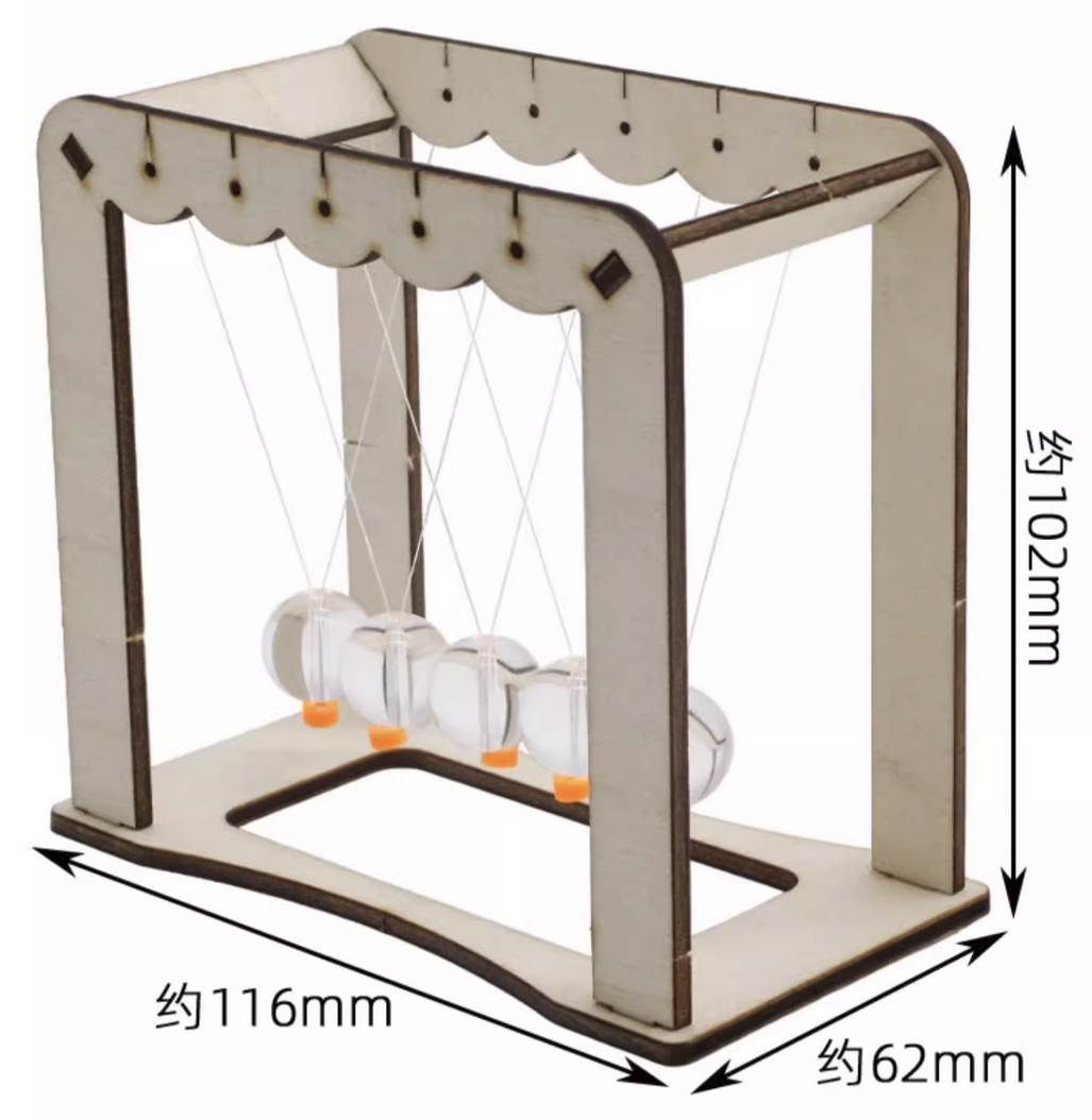 Newton's Cradle DIY Wooden Assembly Kit – Creative Educational Science Toy for Students – Perpetual Motion Desk Decor